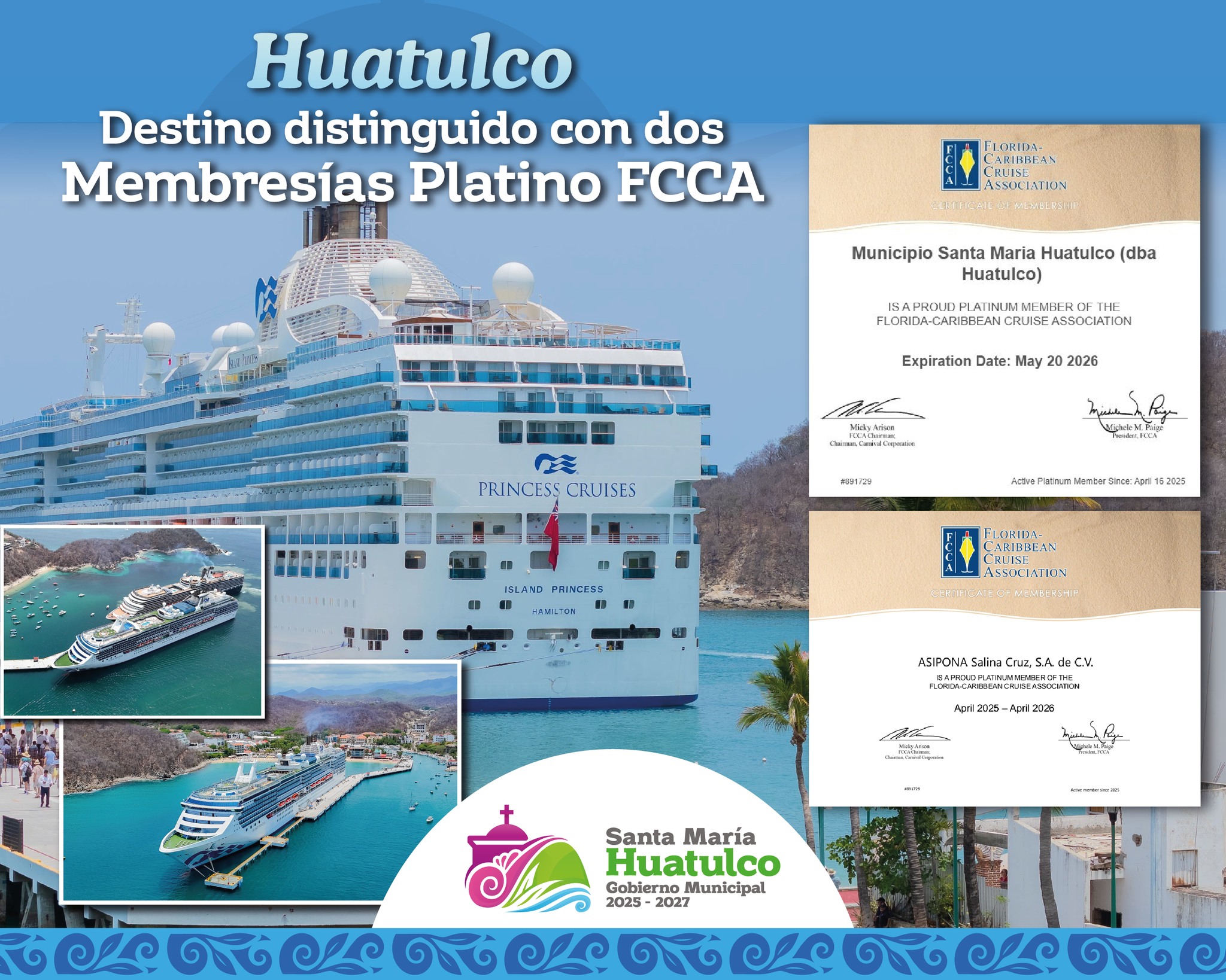 Huatulco Fortalece su Presencia en el Turismo de Cruceros