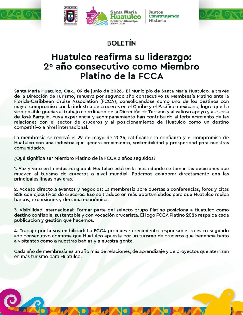  Huatulco reafirma su liderazgo en la industria de cruceros